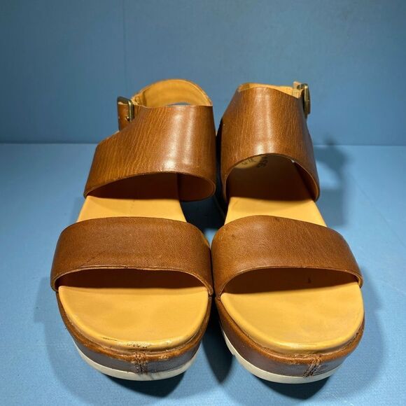 Kork Ease Platform Wedge Sandals Women's 8M Brown Tan Leather Distressed Comfort - Picture 3 of 8